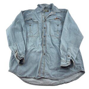 Cheyenne River Vintage Mens Denim Button-Up Shirt M 100% Cotton Long Sleeve